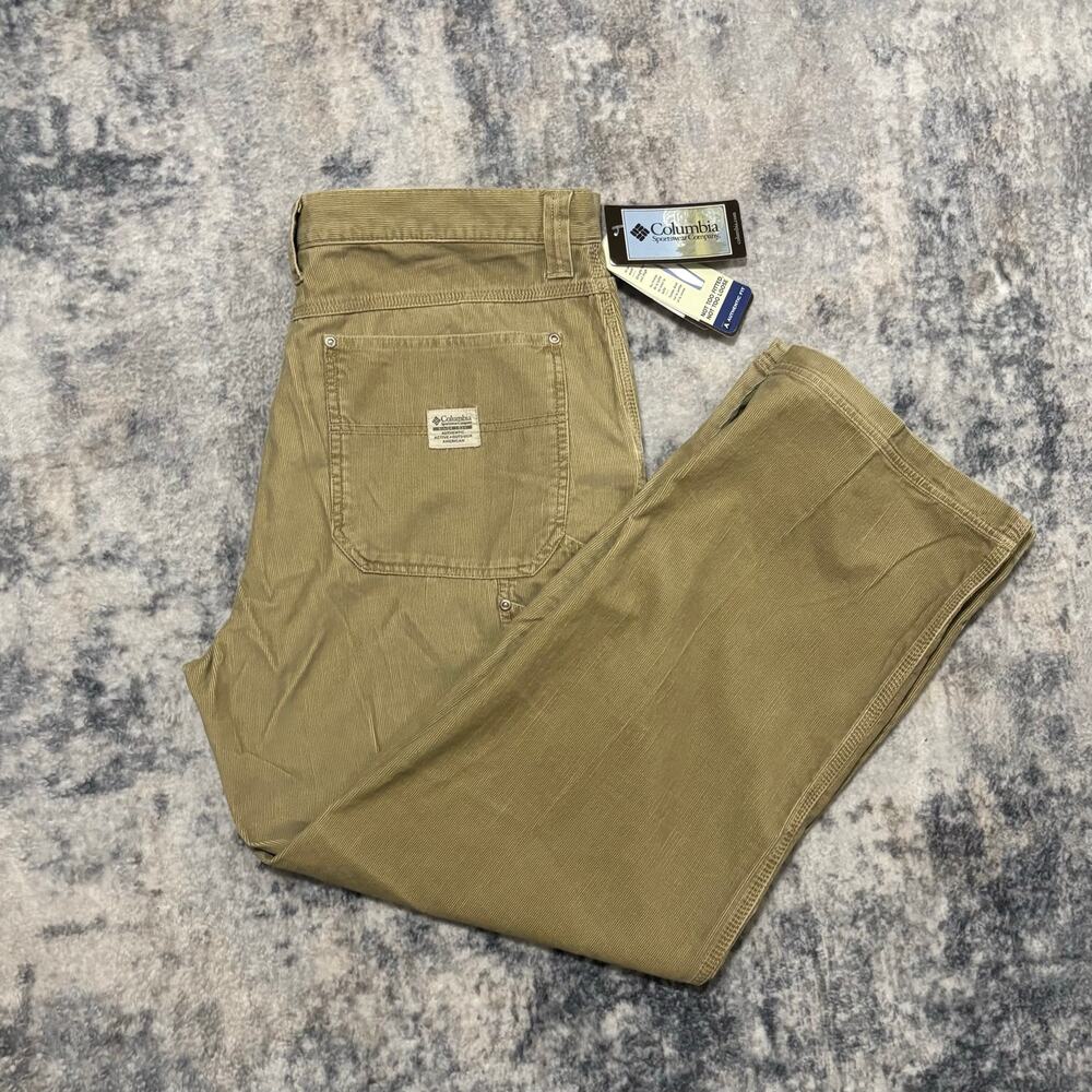 NWT Columbia Sportswear Men's Corduroy Pants Tan Khaki 38x30 Authentic Fit